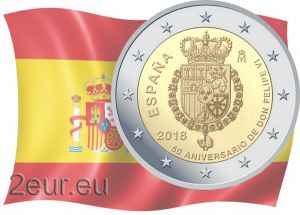 SPAIN 2 EURO 2018 - 50TH BIRTHDAY OF KING FELIPE VI